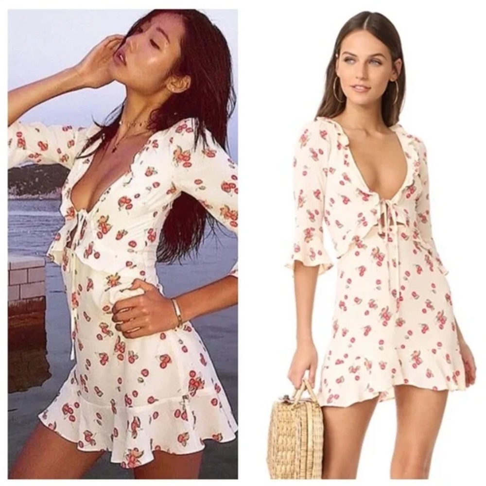 For Love & Lemons Cherry Print Mini Dress